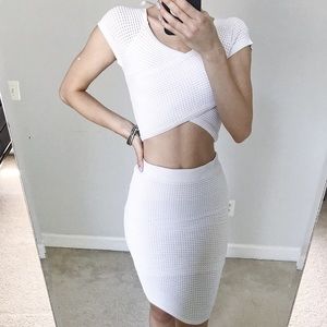 Bebe Cropped White Coord Set